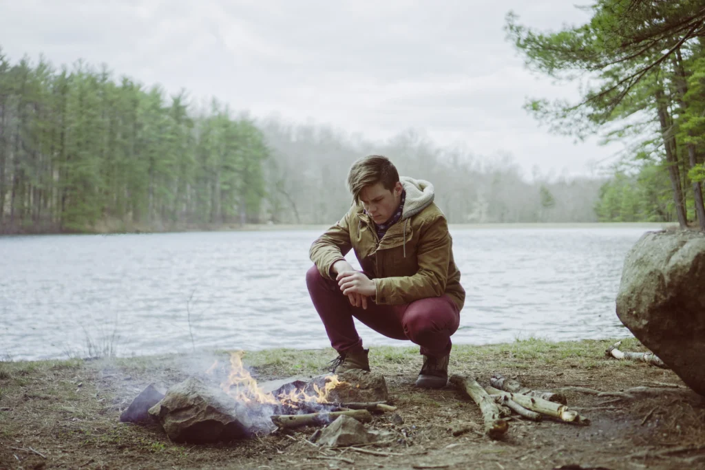 Man by a Bonfire